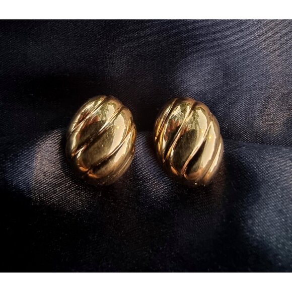 Vintage NAPIER 1990s Signed Gold Toned Earrings - Picture 3 of 7